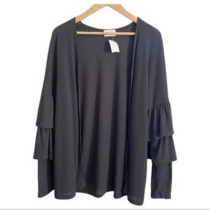 Everly Tiered Ruffled Gray Cardigan (size M)